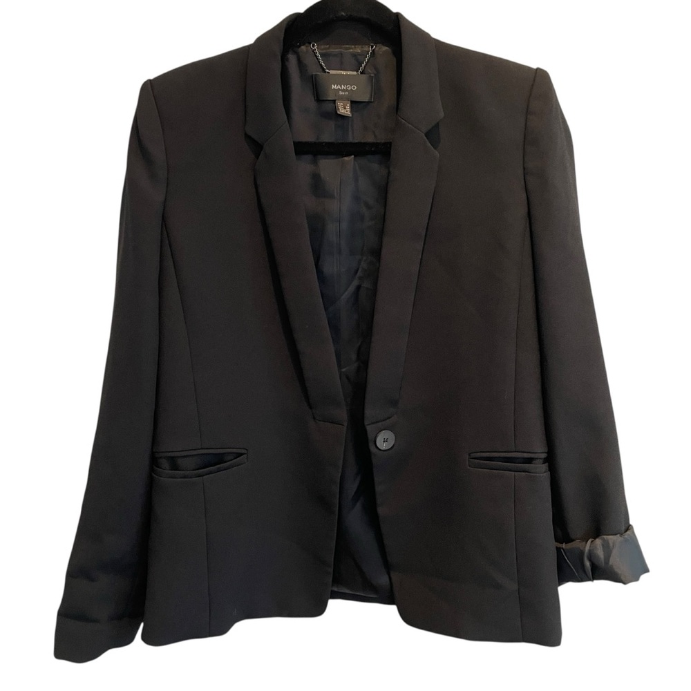 Mango suit Jacket, black, timeless cut, wardrobe staple,  size XS
nice find